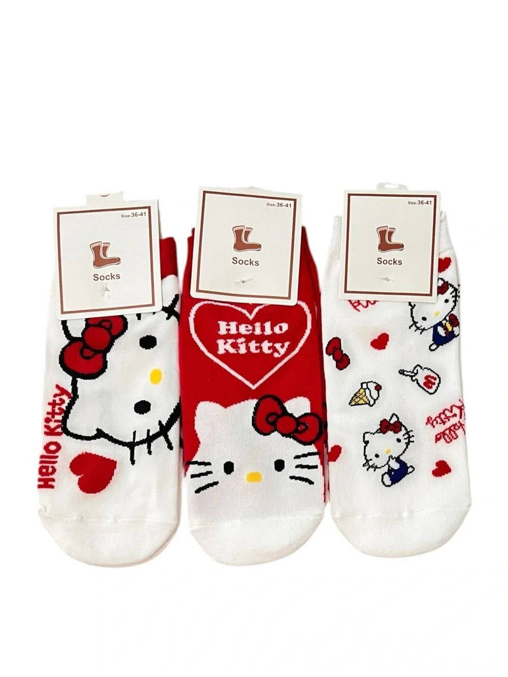 Hello Kitty Ankle Socks Three Different Styles